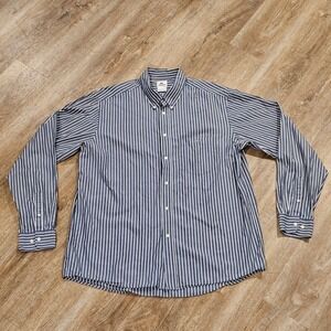 Vintage Lacoste Shirt Mens 44 (XL) Striped White Blue Long Sleeve Preppy Gator